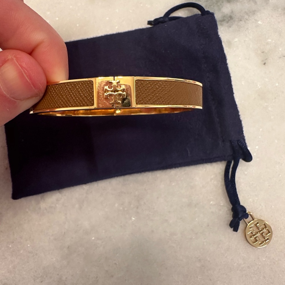 Tory Burch leather Inlay Bracelet with Hinge